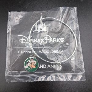 Disney Parks Alex and Ani Santa Mickey Mouse Silver Bangle Bracelet Sealed NWT